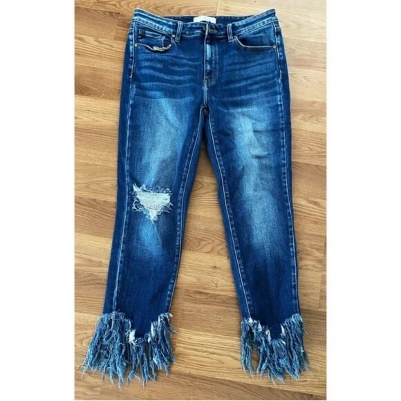 KANCAN Fringe Ankle Skinny Jeans - 30 - Picture 2 of 7